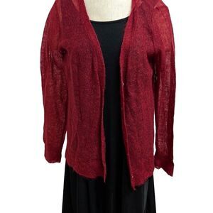 J Jill Red  Button Front Lightweight Cardigan Size Large